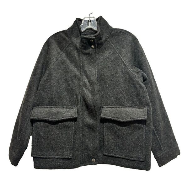 Banana Republic Lightweight Brushed Short Jacket Small Petite Dark Charcoal Grey - Picture 1 of 10